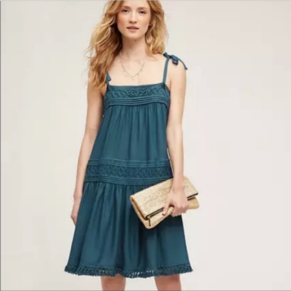 Anthropologie Floreat Senna green dress size M